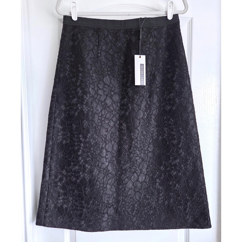 Tracy Reese Bond Lace Skirt Black Floral A-Line Size 12 NEW Whimsigoth